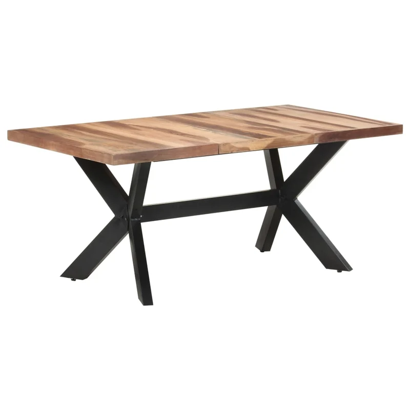Table de salle à manger design industriel 180 x 90 x 75 cm bois d'acacia avec finition miel et acier DEC036620