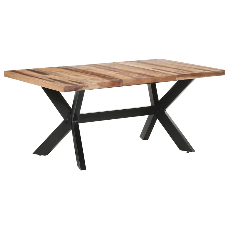 Table de salle à manger design industriel 180 x 90 x 75 cm bois d'acacia avec finition miel et acier DEC036620