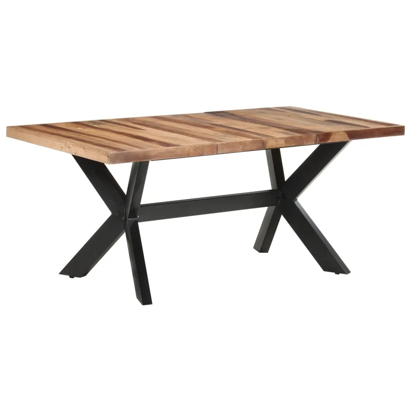Table de salle à manger design industriel 180 x 90 x 75 cm bois d'acacia avec finition miel et acier DEC036620