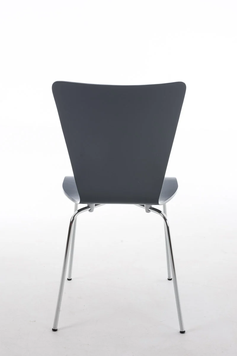 Lot de 4 chaises de cuisine salle à manger empilable en bois gris et structure stable à quatre pieds en métal 10_0003170