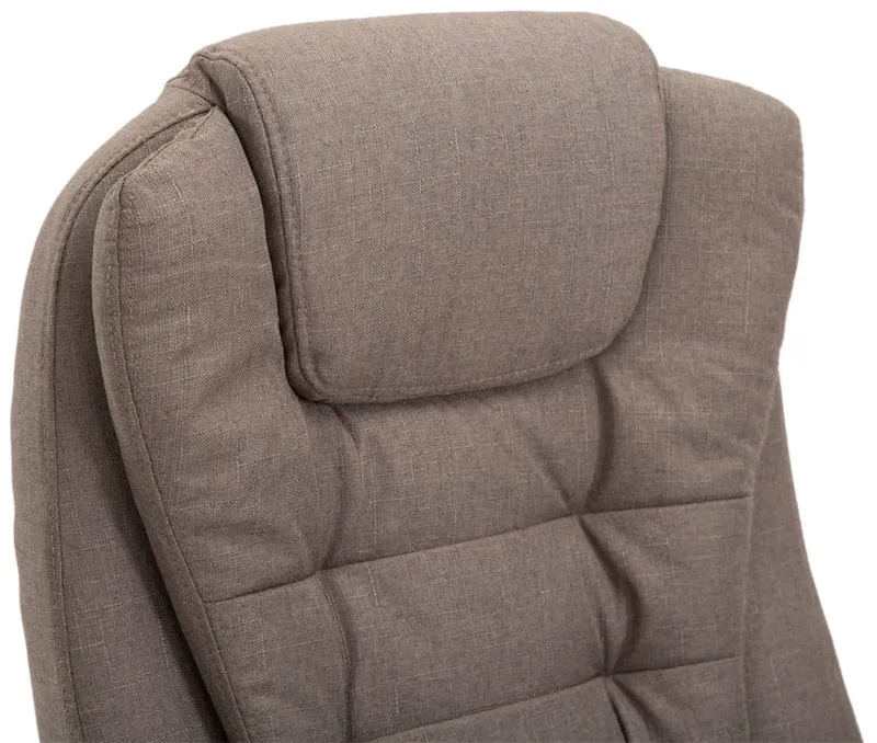Fauteuil de bureau XXL sur roulettes confortablement rembourrés avec accoudoirs en tissu taupe et métal chromé 10_0002668