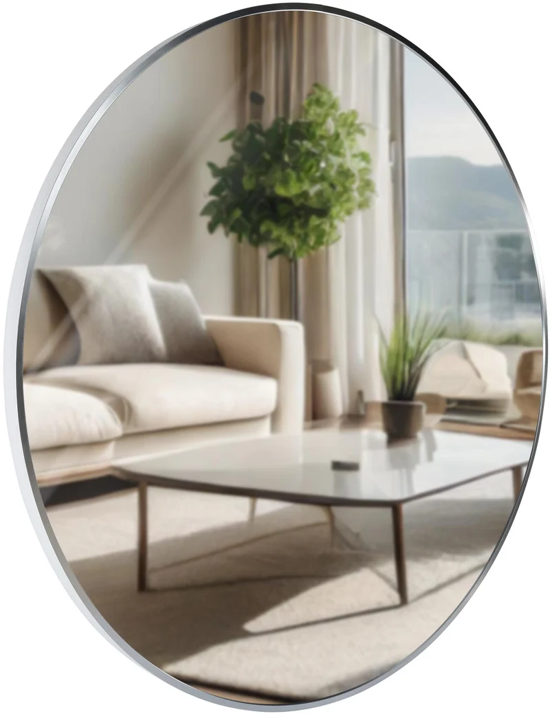 Miroir mural rond en métal argenté diamètre 80 cm 10_0008440