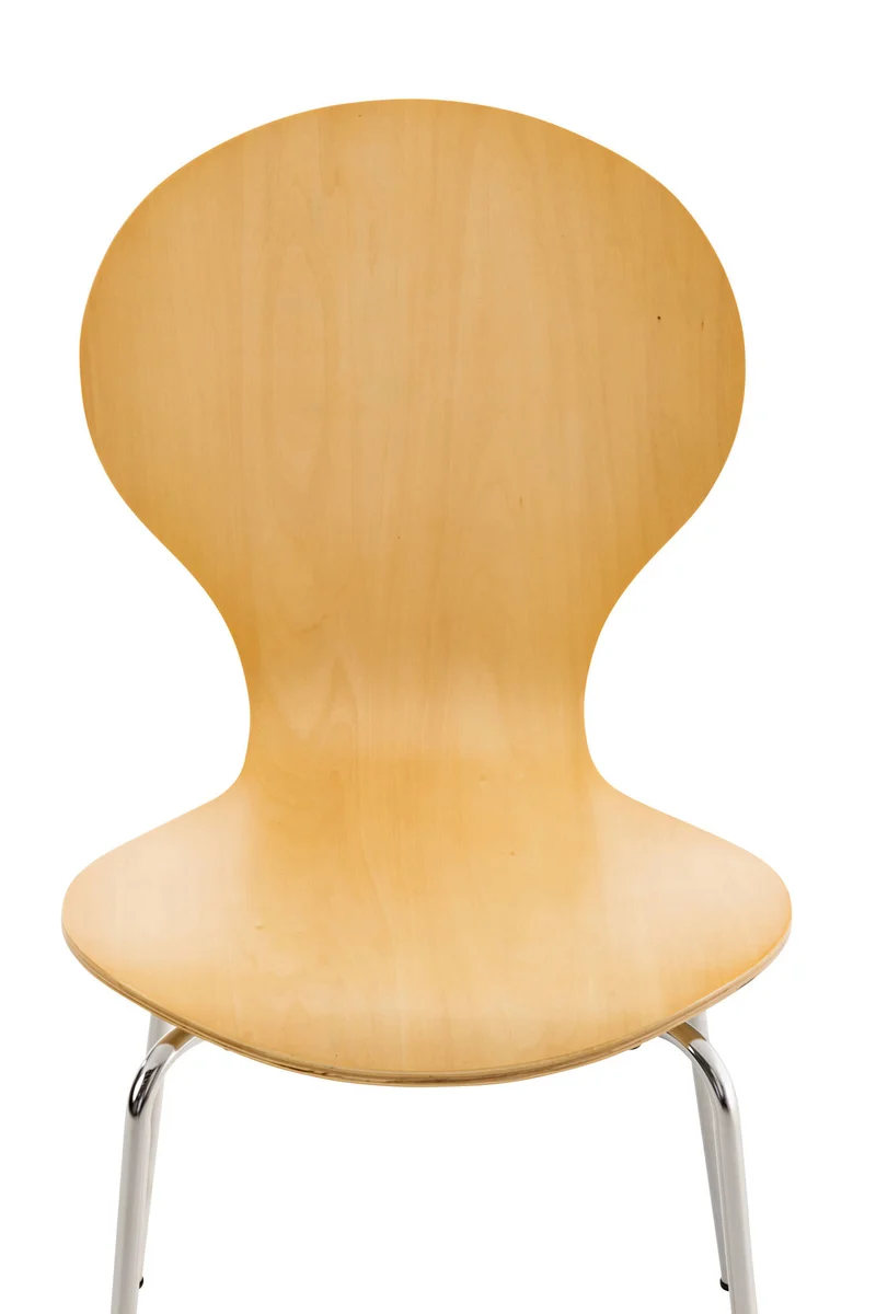 Chaise de cuisine salle à manger x1 empilable dossier arrondi en bois clair et métal chromé 10_0000017