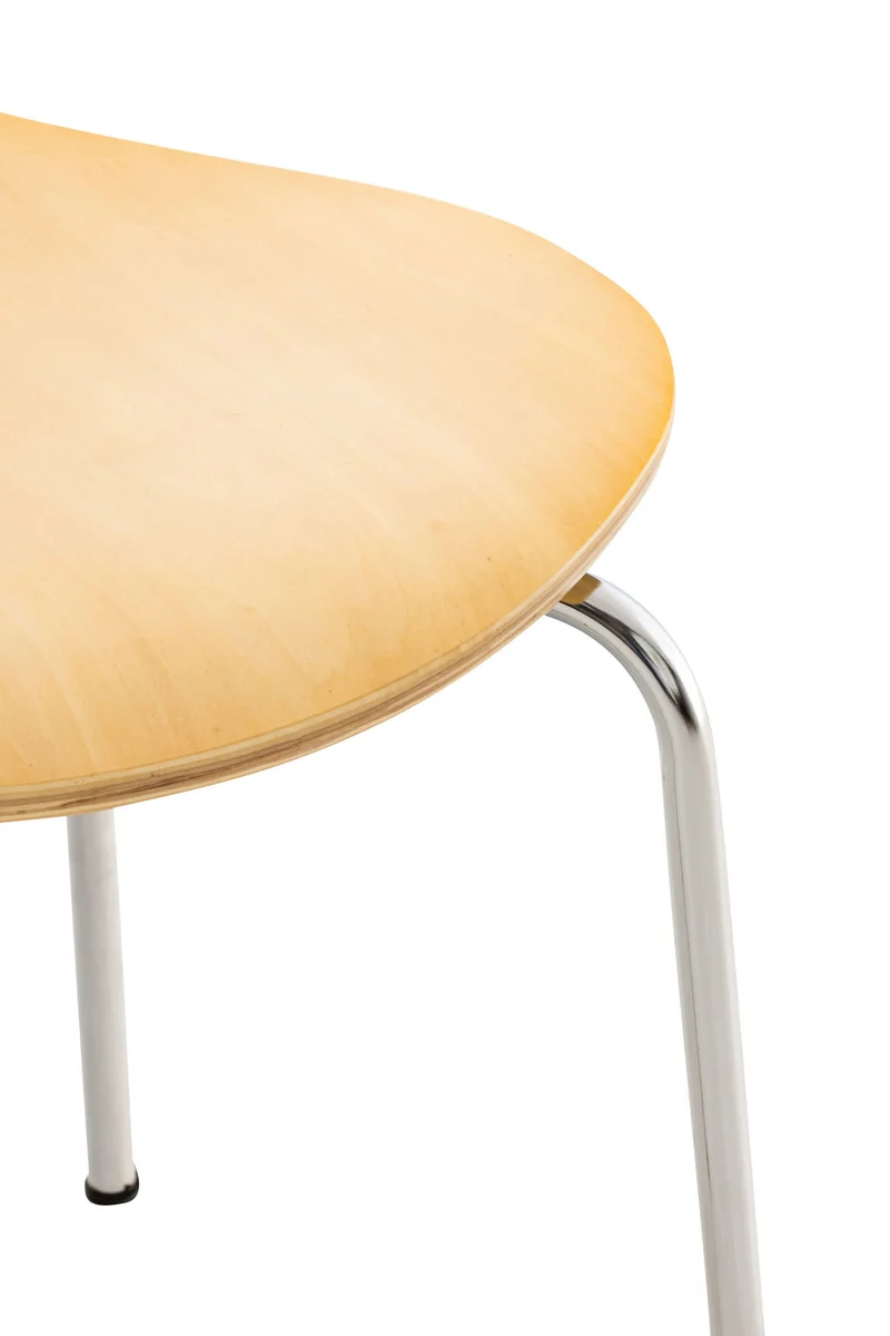 Chaise de cuisine salle à manger x1 empilable dossier arrondi en bois clair et métal chromé 10_0000017