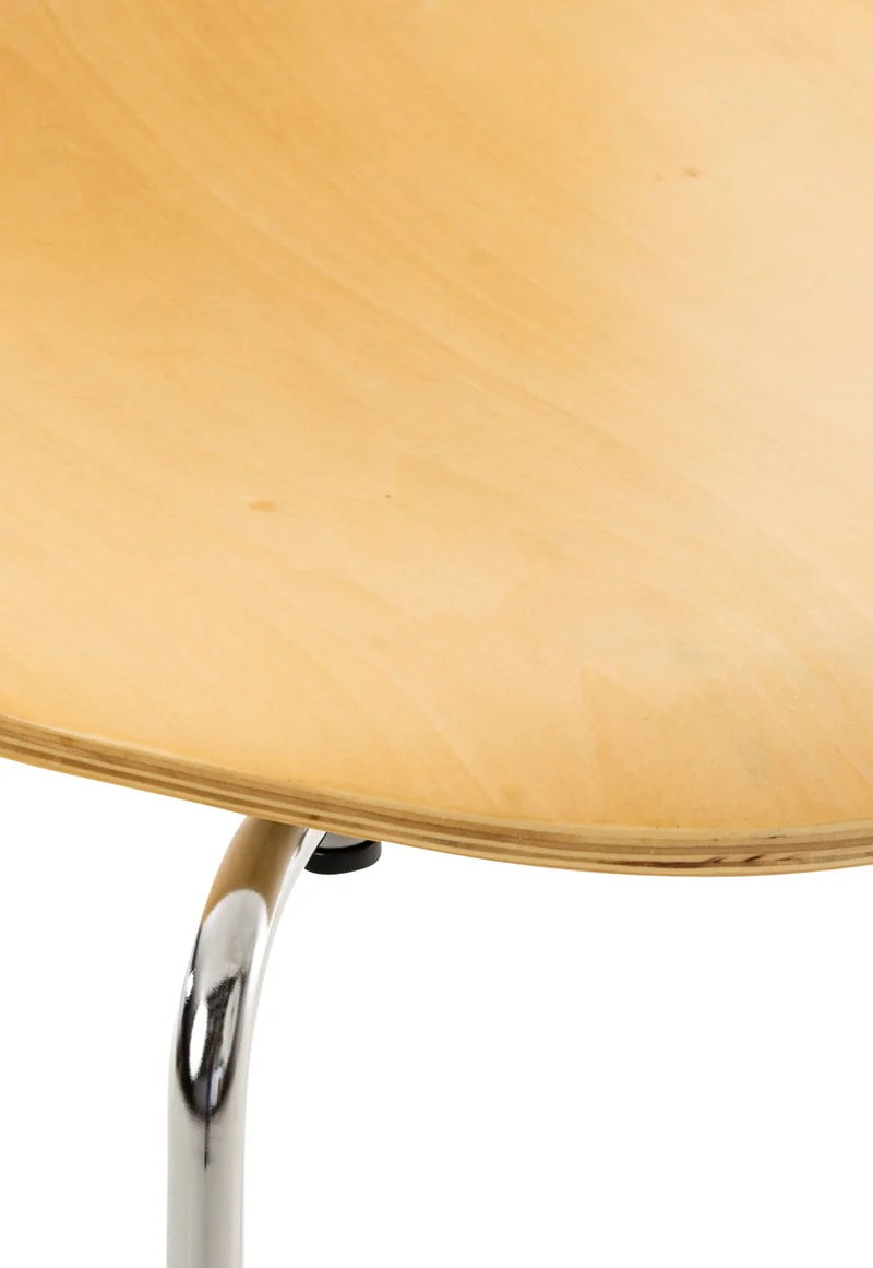 Lot de 4 chaises de cuisine salle à manger empilables dossier arrondi en bois clair et métal chromé 10_0003177
