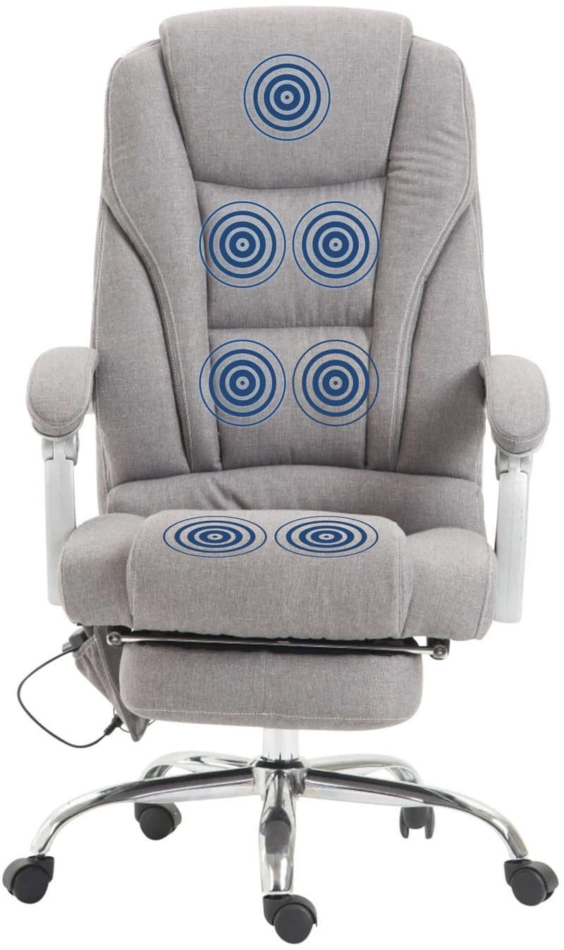 Fauteuil de bureau avec fonction massage et repose-pieds ajustables en tissu gris 10_0002591