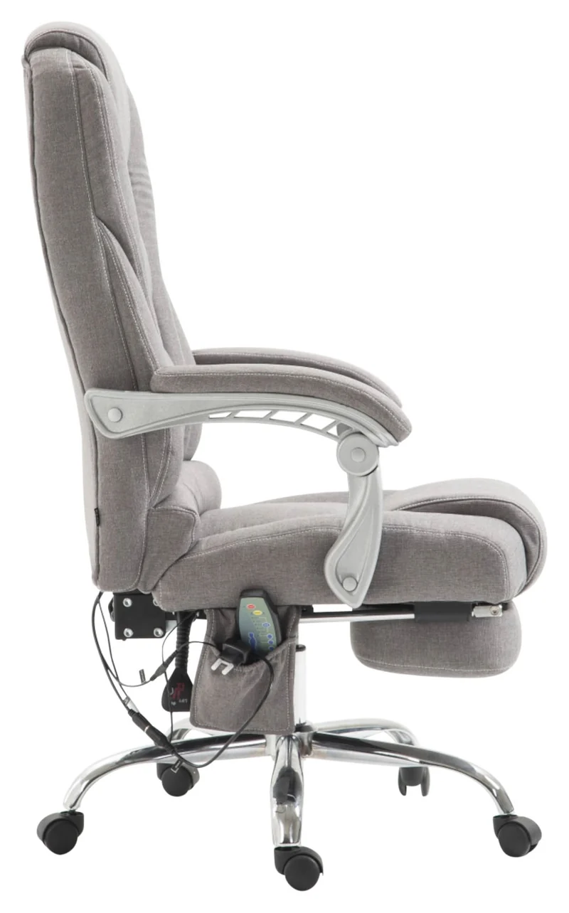 Fauteuil de bureau avec fonction massage et repose-pieds ajustables en tissu gris 10_0002591