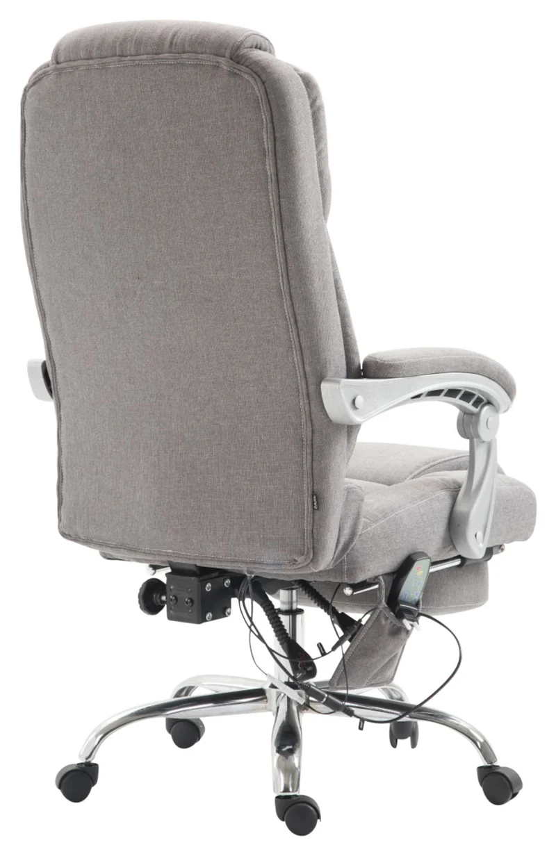Fauteuil de bureau avec fonction massage et repose-pieds ajustables en tissu gris 10_0002591