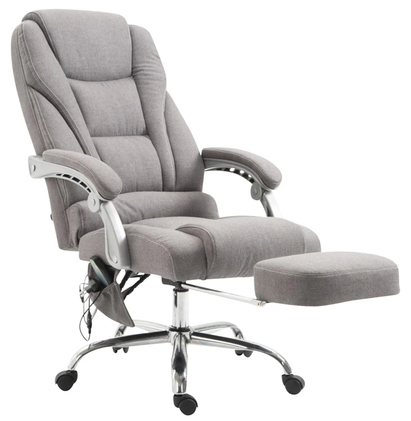 Fauteuil de bureau avec fonction massage et repose-pieds ajustables en tissu gris 10_0002591