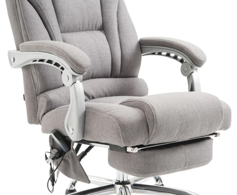 Fauteuil de bureau avec fonction massage et repose-pieds ajustables en tissu gris 10_0002591