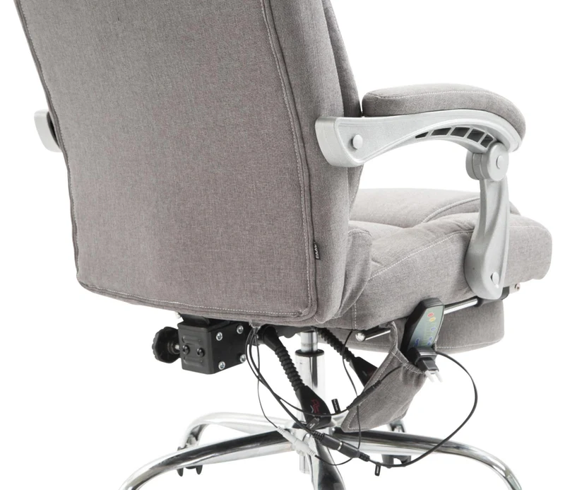 Fauteuil de bureau avec fonction massage et repose-pieds ajustables en tissu gris 10_0002591