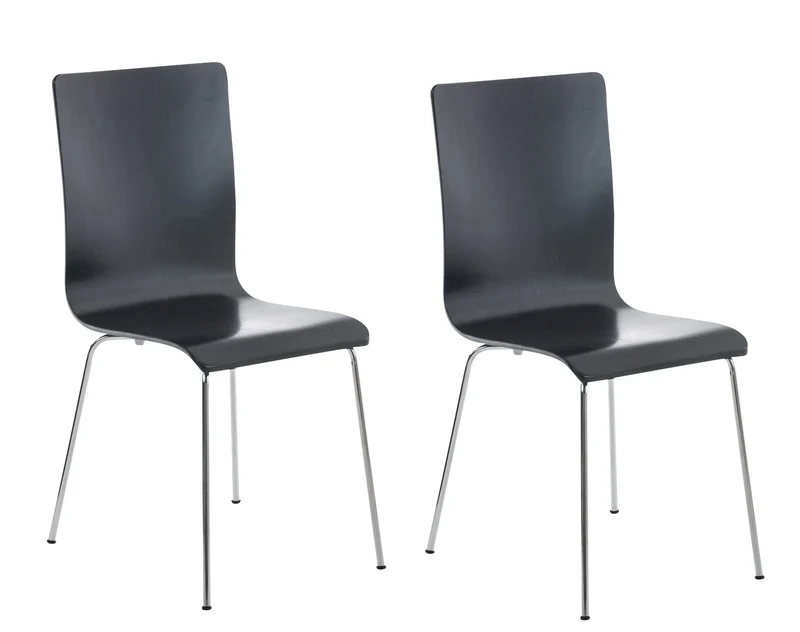 Lot de 2 chaises de cuisine en bois noir et métal CDS10067
