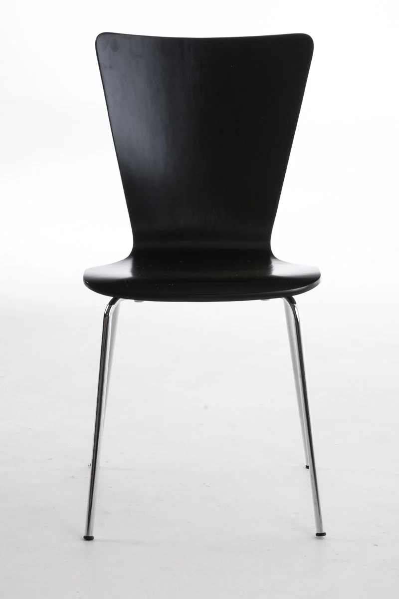 Lot de 2 chaises de cuisine salle à manger empilable en bois noir et structure stable à quatre pieds en métal 10_0003082