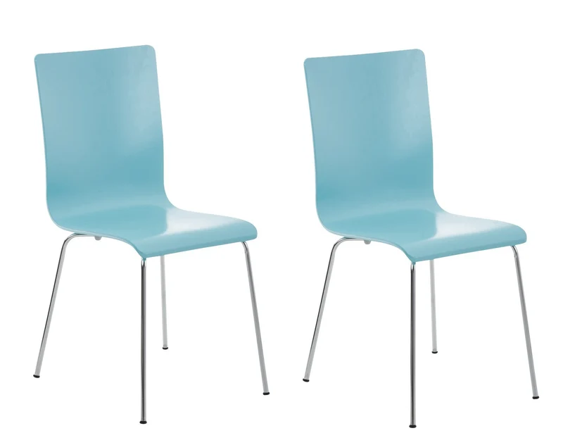 Lot de 2 chaises de cuisine en bois bleu et métal CDS10064
