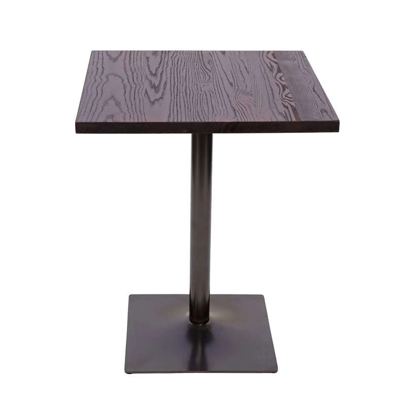 Table de bistro table de bar comptoir design industriel en bois d'orme 76 x 60 x 60 cm marron foncé 04_0008525