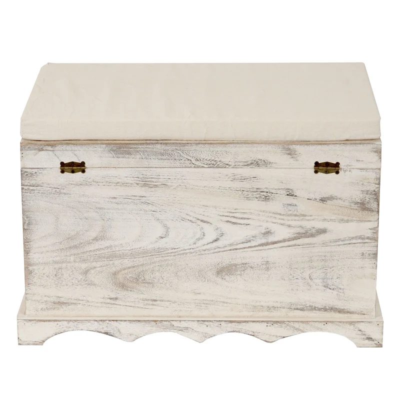 Coffre en bois banquette de rangement en bois vintage 50x76x45cm blanc 04_0002497