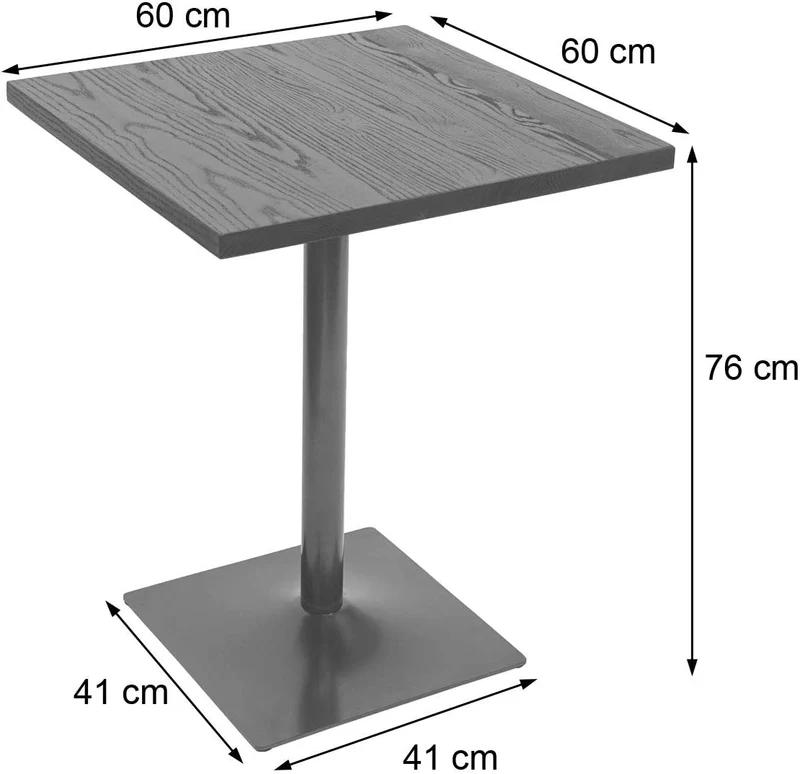 Ensemble table de bistrot 2x chaises en synthétique gris acier noir et table en bois marron foncé design industriel MDJ04188