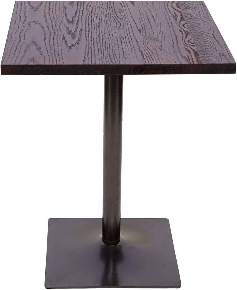 Ensemble table de bistrot 2x chaises en synthétique marron acier noir et table en bois marron foncé design industriel MDJ04186