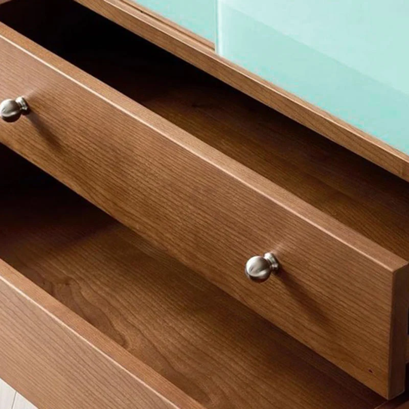 Contemporary Scandinavian Rectangular Boxwood Stainless Steel Plywood Storage Cabinet 2-Drawer For Living Room