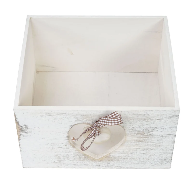 Petit meuble de rangement table de chevet 3 tiroirs avec motif coeurs 55x29x25cm style vintage blanc 04_0002479