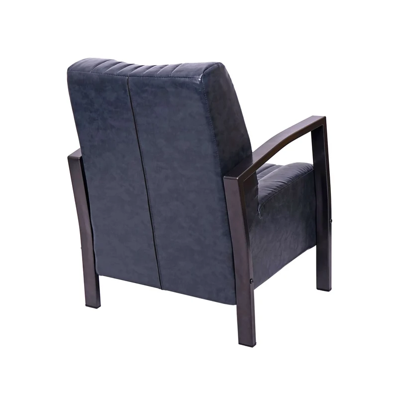 Fauteuil lounge relaxation rembourrée design industriel en métal en synthétique gris châssis en acier 04_0003122