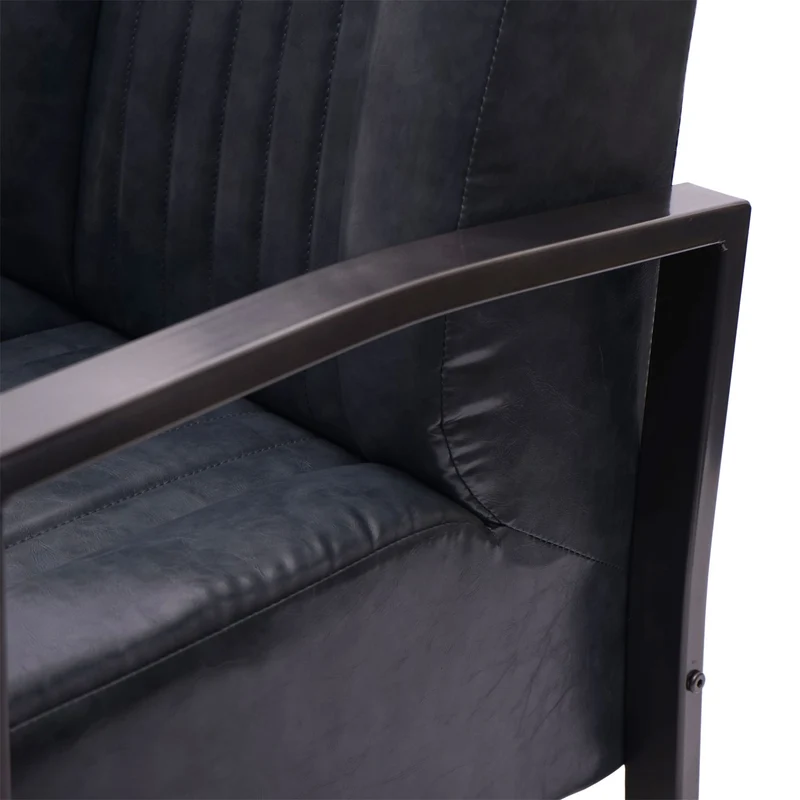 Fauteuil lounge relaxation rembourrée design industriel en métal en synthétique gris châssis en acier 04_0003122