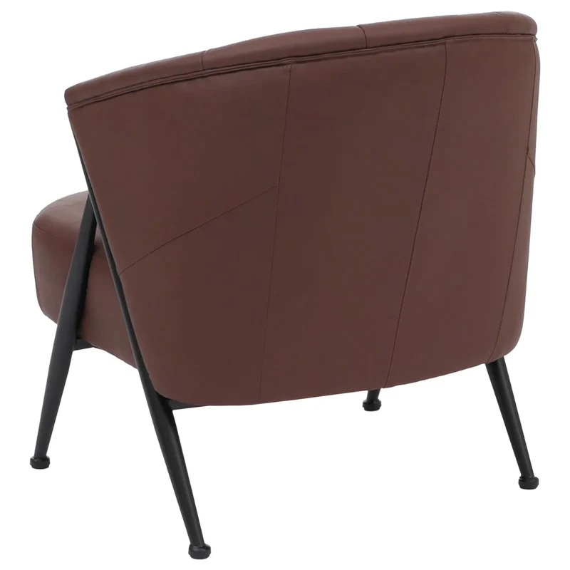Fauteuil lounge vintage industriel avec accoudoirs fauteuil club rembourré métal simili cuir rouge rouille 04_0008993