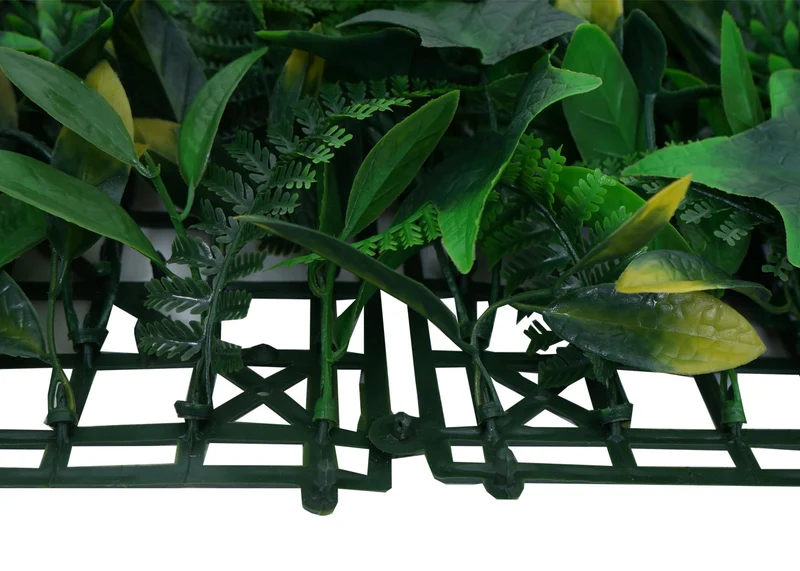 Lot de 4 panneaux muraux végétaux artificiels 1 m² feuillage dense pour intérieur et extérieur polyéthylène vert 04_0009165