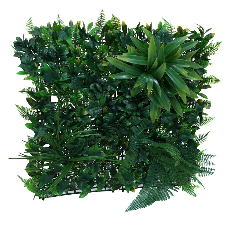 Lot de 4 panneaux muraux végétaux artificiels 1 m² feuillage dense pour intérieur et extérieur polyéthylène vert 04_0009165