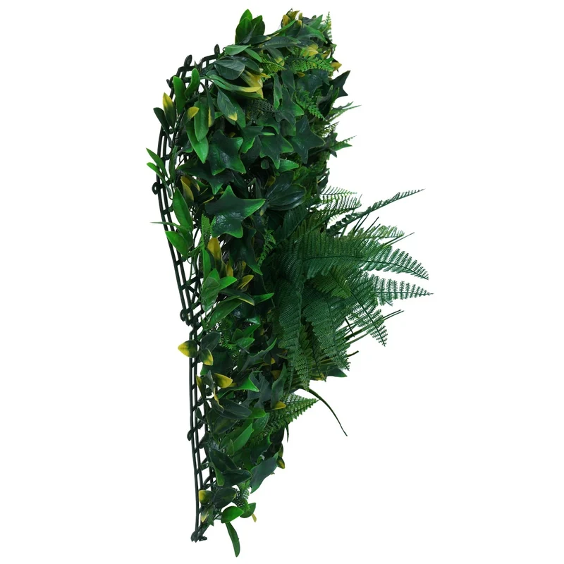 Lot de 4 panneaux muraux végétaux artificiels 1 m² feuillage dense pour intérieur et extérieur polyéthylène vert 04_0009165