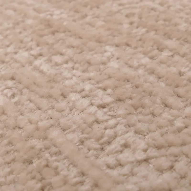 Repose pieds pouf ottoman rembourré tissu chenille piètement métal crème 04_0009042