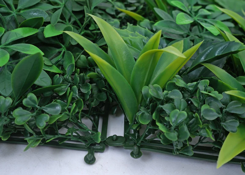 Lot de 4 panneaux muraux végétaux artificiels 1 m² feuillage vert avec fleurs violettes pour intérieur et extérieur polyéthylène 04_0009171