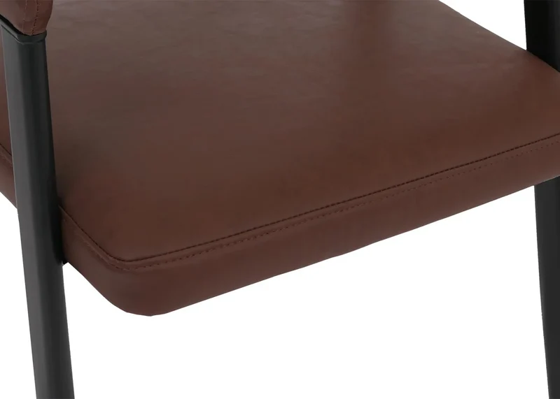 Lot de 6 chaises de salle à manger vintage industriel avec accoudoirs métal simili cuir rouge rouille 04_0008983