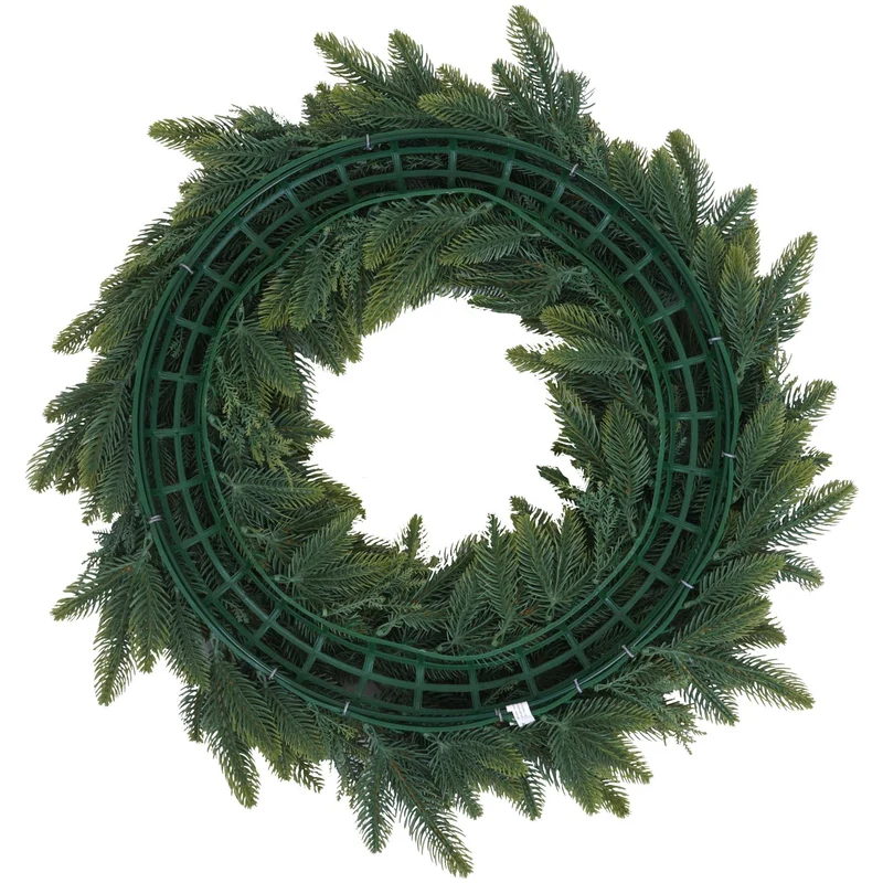 Couronne décorative artificielle ronde 45 cm avec 4 supports pour bougies sapin vert polyéthylène 04_0009157