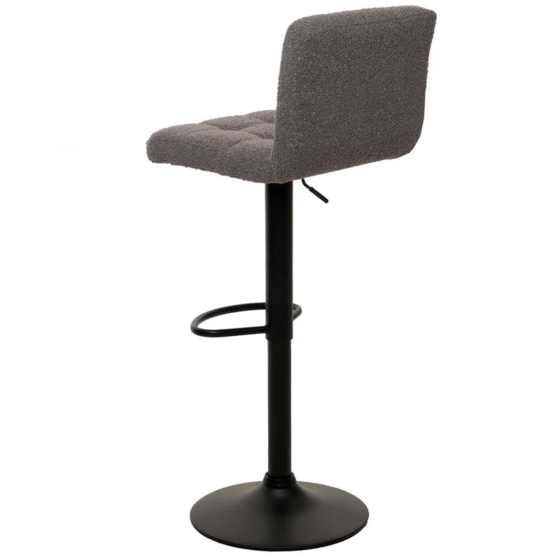 Lot de 2 tabourets de bar réglables pivotants avec repose pieds tissu bouclé gris foncé acier noir mat 04_0009955
