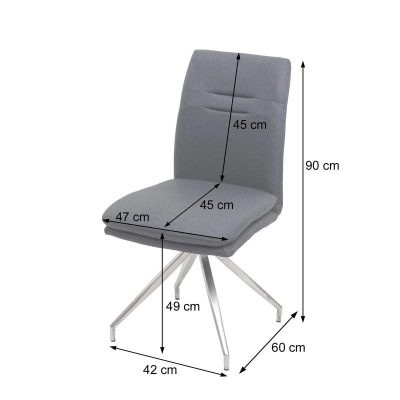 Ensemble salle à manger 4 chaises et banc 180 cm structure luge acier inoxydable brossé tissu gris foncé 04_0006744