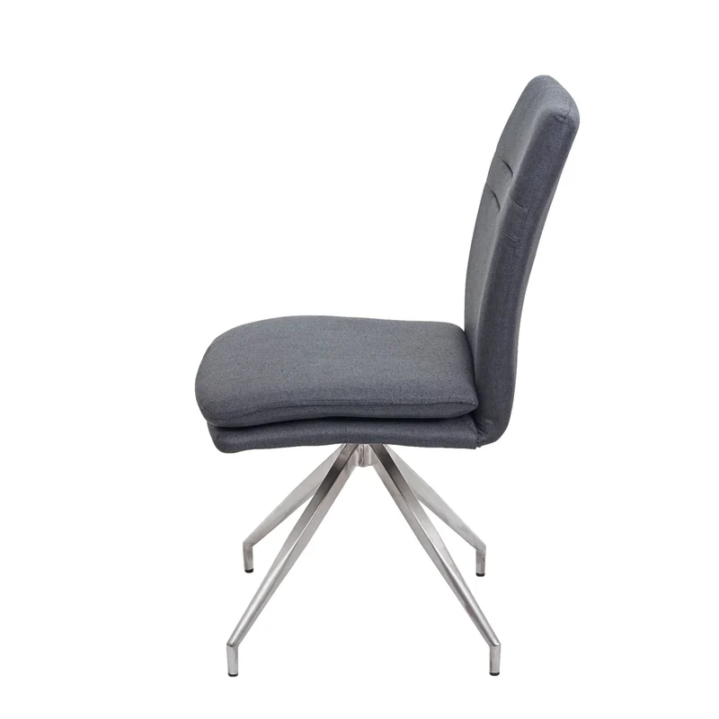 Ensemble salle à manger 4 chaises et banc 180 cm structure luge acier inoxydable brossé tissu gris foncé 04_0006744