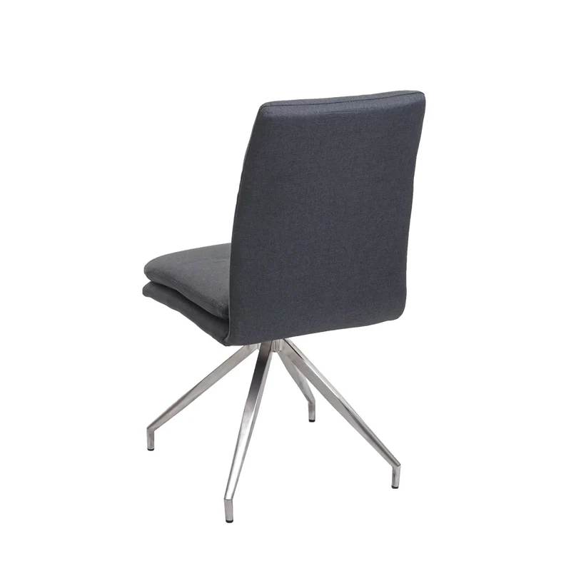 Ensemble salle à manger 4 chaises et banc 180 cm structure luge acier inoxydable brossé tissu gris foncé 04_0006744