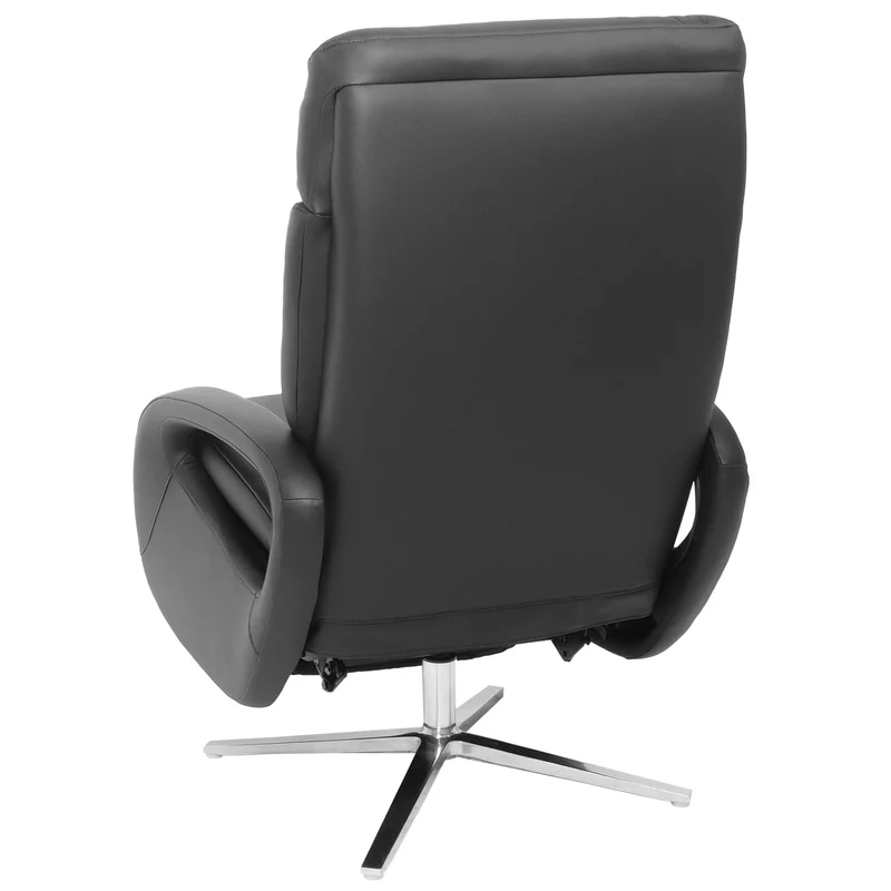 Fauteuil relax inclinable pivotant 360° avec fonction allongée cuir véritable noir aluminium acier 04_0006833