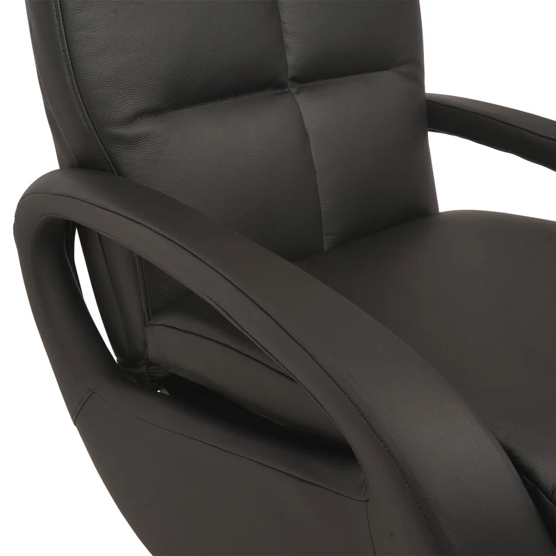 Fauteuil relax inclinable pivotant 360° avec fonction allongée cuir véritable noir aluminium acier 04_0006833
