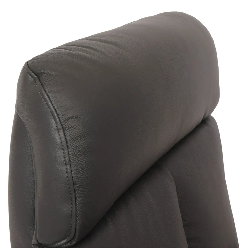 Fauteuil relax inclinable pivotant 360° avec fonction allongée cuir véritable noir aluminium acier 04_0006833