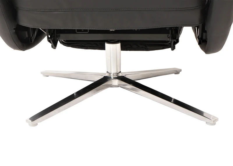 Fauteuil relax inclinable pivotant 360° avec fonction allongée cuir véritable noir aluminium acier 04_0006833