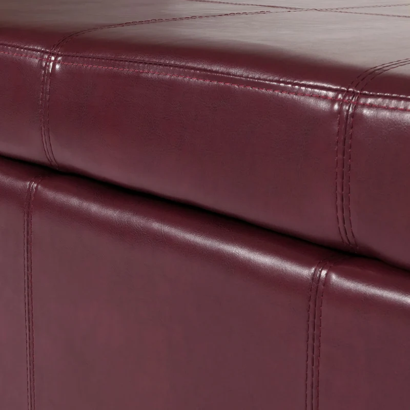 Banc coffre de rangement XXL avec assise rembourrée 180 cm similicuir rouge 04_0005875
