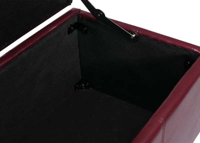 Banc coffre de rangement XXL avec assise rembourrée 180 cm similicuir rouge 04_0005875
