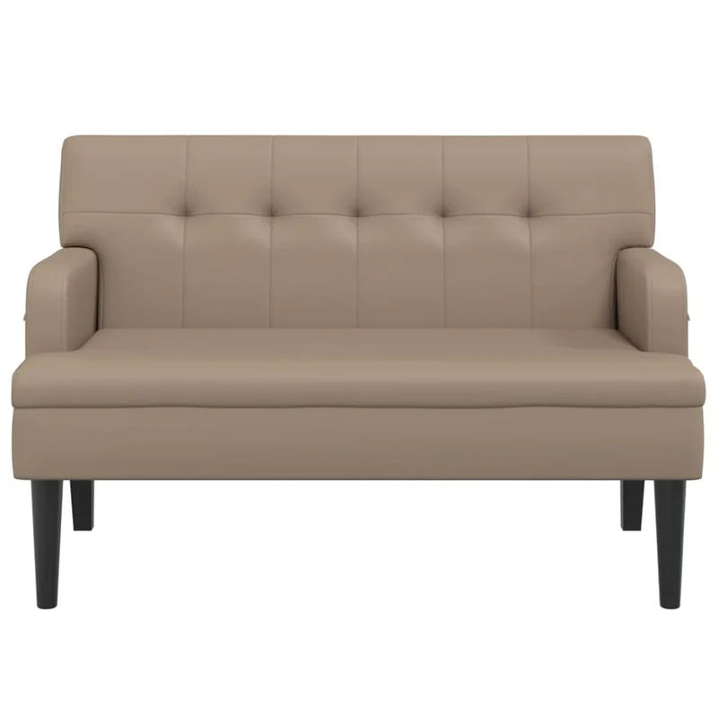 Banquette banc avec dossier et accoudoirs 112 x 65,5 x 75 cm en PVC couleur cappuccino DEC024642