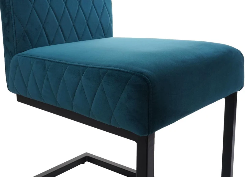 Ensemble de 2 chaises de salle à manger chaise visiteur en acier design moderne velours thermolaqué bleu turquoise CDS04490