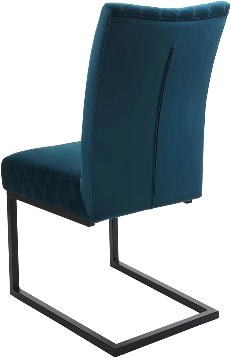 Ensemble de 2 chaises de salle à manger chaise visiteur en acier design moderne velours thermolaqué bleu turquoise CDS04490