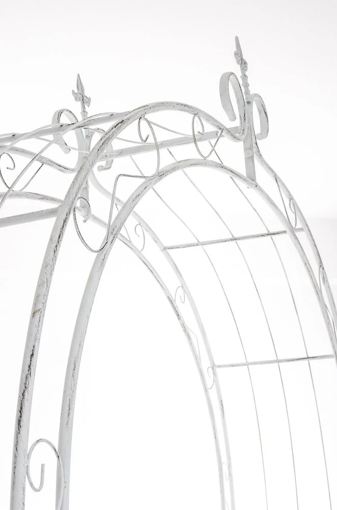 Arche à rosiers pour jardin revêtue de fer hauteur 260 cm blanc vieilli MDJ10117
