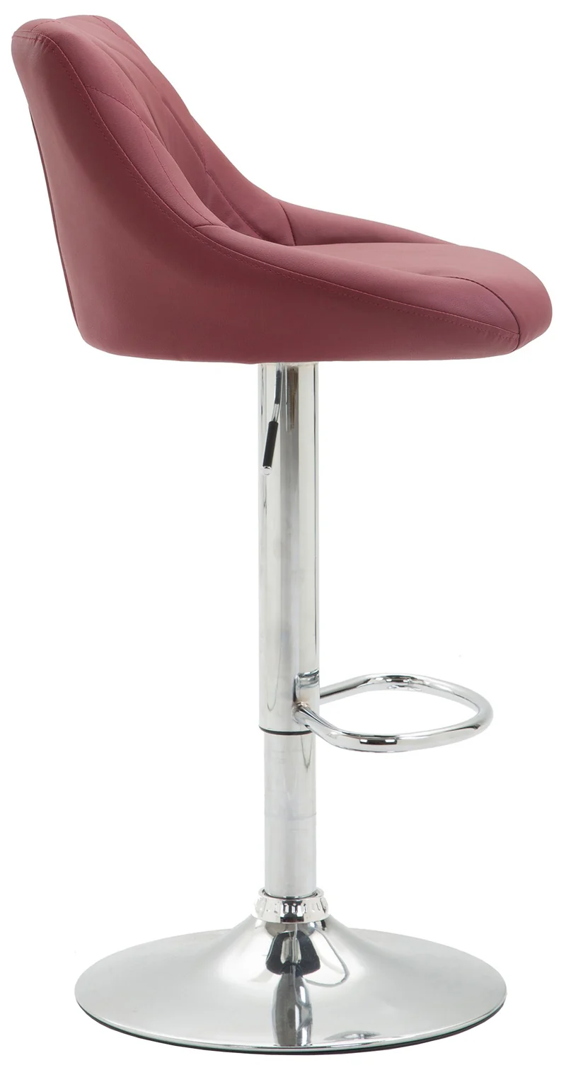 Tabouret de bar en synthétique bordeaux pivotant avec repose-pieds coutures décoratives 10_0000110