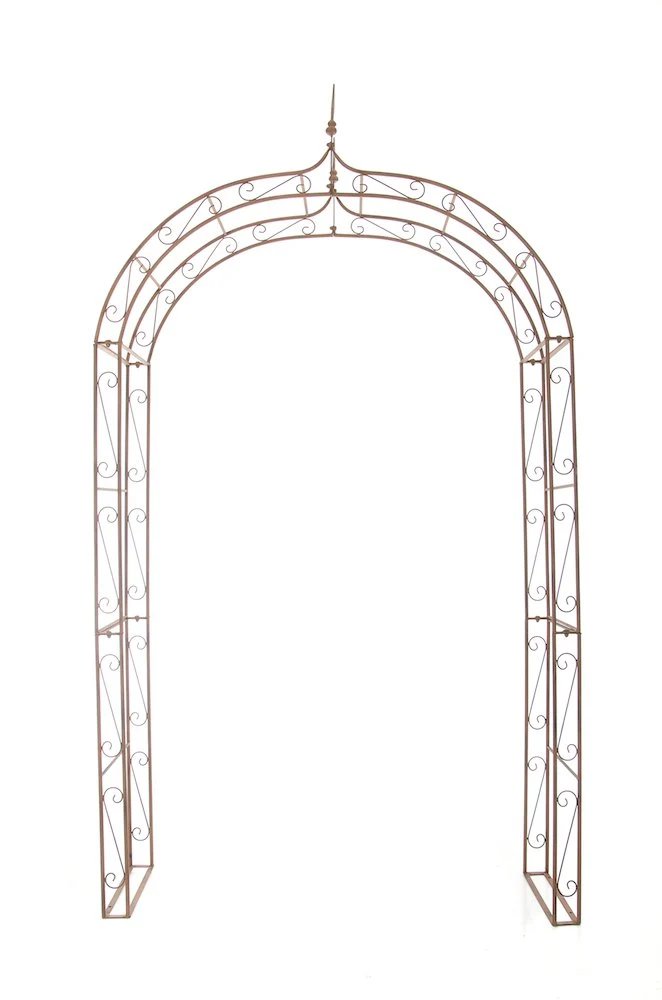 Arche à rosiers plantes grimpantes décoration jardin 144x128 cm en métal marron vieilli 10_0003937